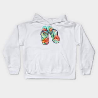 Watercolor Flip Flops #6 Kids Hoodie